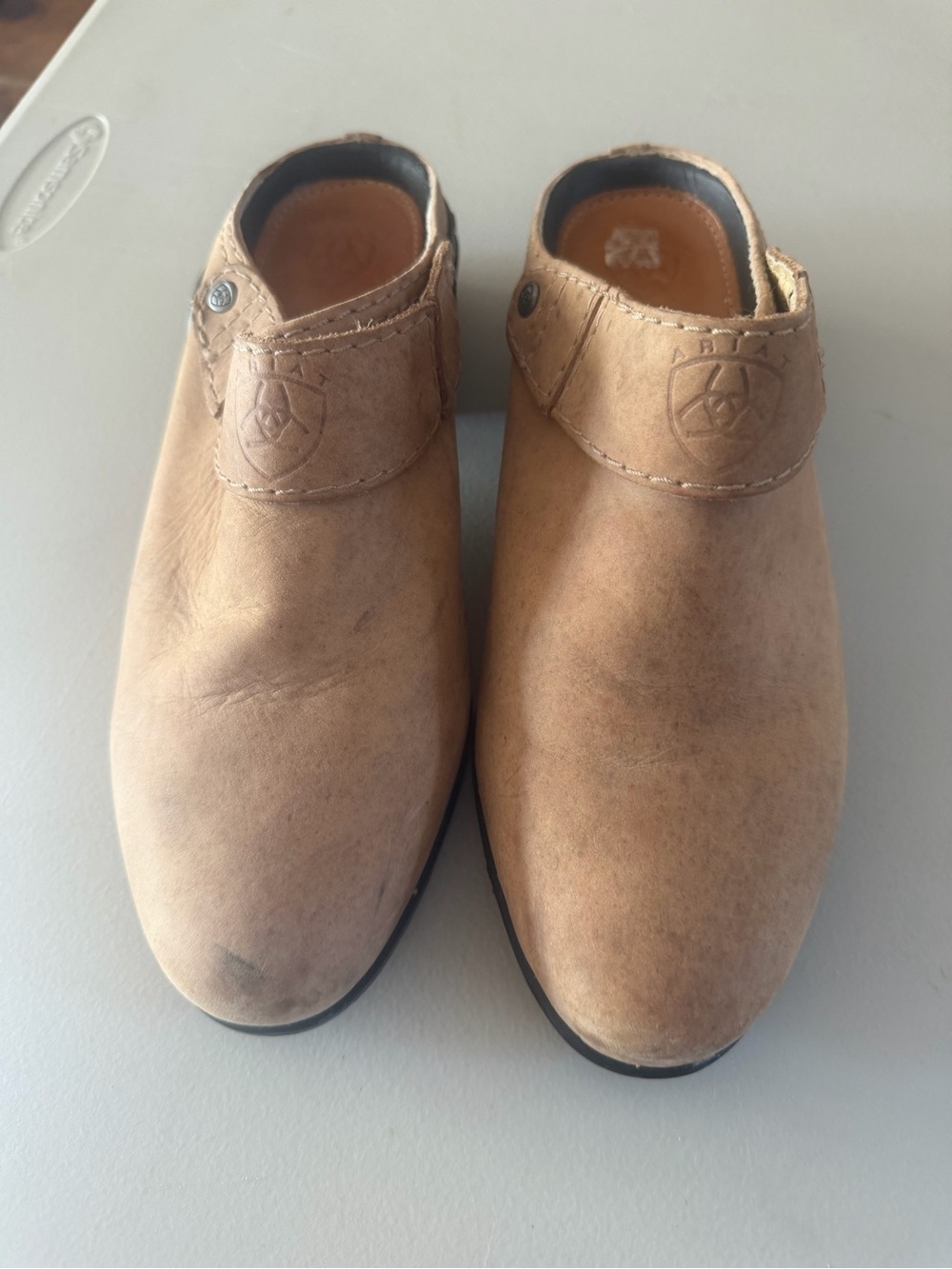 Ariat Light Brown Leather Slip-On Ankle Clogs